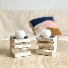 Load image into Gallery viewer, Pair of travertine candlesticks by Fratelli Mannelli, 1970