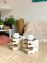 Load image into Gallery viewer, Pair of travertine candlesticks by Fratelli Mannelli, 1970