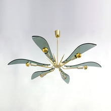 Load image into Gallery viewer, Large “Dahlia” Chandelier attributed to Fontana Arte, Italy, 1950