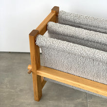 Load image into Gallery viewer, Wood and curly fabric magazine rack, 1970