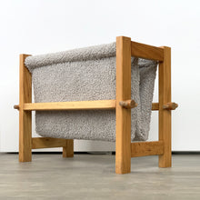 Load image into Gallery viewer, Wood and curly fabric magazine rack, 1970