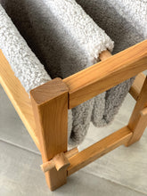 Load image into Gallery viewer, Wood and curly fabric magazine rack, 1970