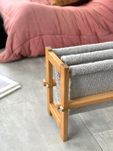 Load image into Gallery viewer, Wood and curly fabric magazine rack, 1970