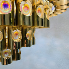 Charger l'image dans la galerie, Lustre en tubes de laiton des années 60