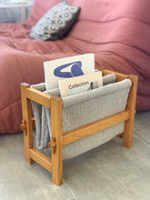 Load image into Gallery viewer, Wood and curly fabric magazine rack, 1970