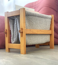 Load image into Gallery viewer, Wood and curly fabric magazine rack, 1970