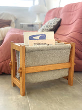 Load image into Gallery viewer, Wood and curly fabric magazine rack, 1970