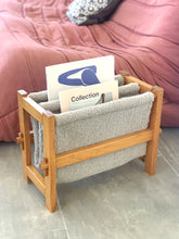 Load image into Gallery viewer, Wood and curly fabric magazine rack, 1970