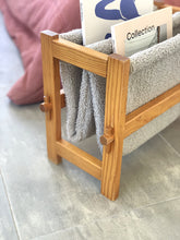 Load image into Gallery viewer, Wood and curly fabric magazine rack, 1970