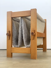 Load image into Gallery viewer, Wood and curly fabric magazine rack, 1970