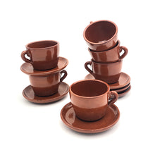 Load image into Gallery viewer, Set of 6 clay cups & saucers