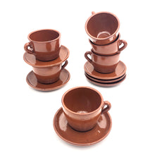 Load image into Gallery viewer, Set of 6 clay cups & saucers