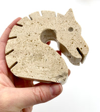 Load image into Gallery viewer, Pair of bookends "horse" in travertine by Fratelli Mannelli