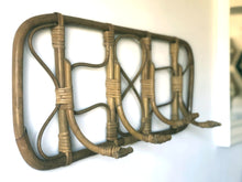 Load image into Gallery viewer, Rattan & bamboo coat rack