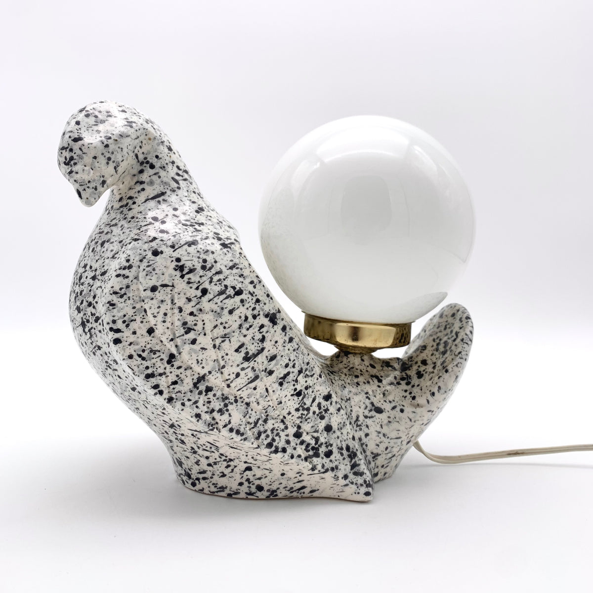 Ancienne Lampe De Chevet En Céramique - Forme Nid D'oiseau - Style Vintage