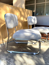 Load image into Gallery viewer, Pair of mid century armchairs / fireside chairs in French terry fabric