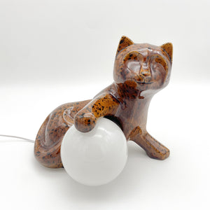 Lampe chat vintage en céramique des années 1960 - 1970