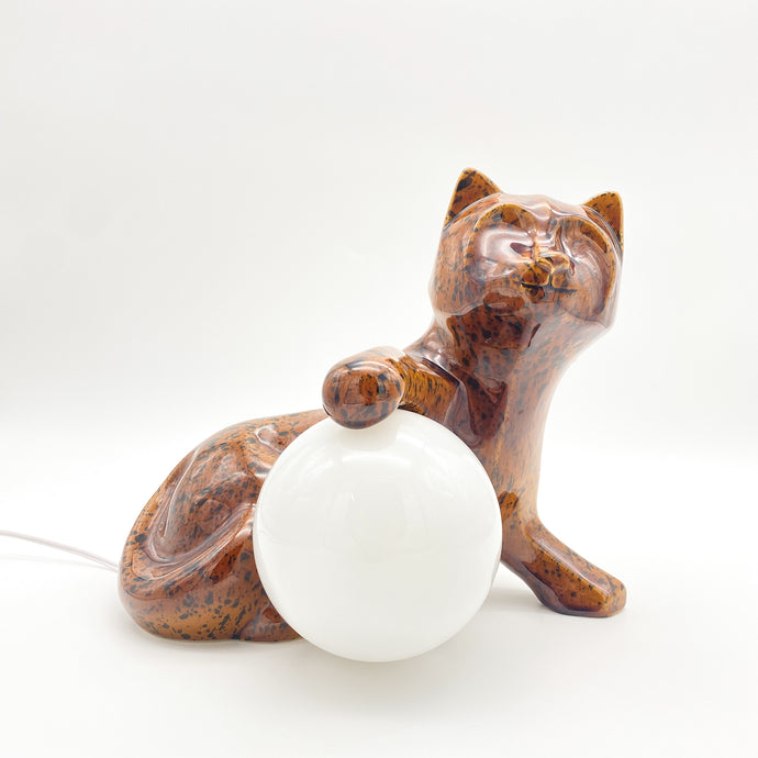 Lampe chat vintage en céramique des années 1960 - 1970