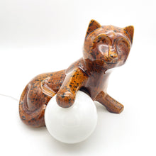 Load image into Gallery viewer, Vintage ceramic cat lamp from the 1960s - 1970s