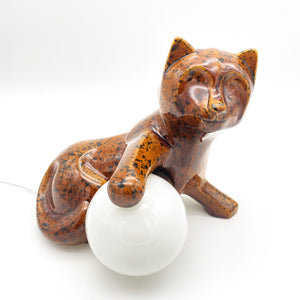 Vintage ceramic cat lamp from the 1960s - 1970s