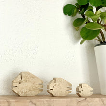 Load image into Gallery viewer, 1970s travertine fish family of 3