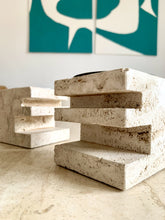 Load image into Gallery viewer, Pair of travertine candlesticks by Fratelli Mannelli, 1970