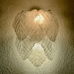 Lámpara de pared con forma de hoja de cristal de Murano, 1970