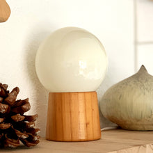 Load image into Gallery viewer, Lamp with wooden base and globe, 1970s
