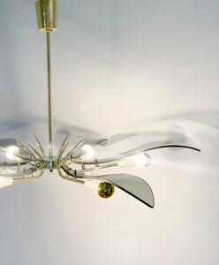 Gran lámpara “Dahlia” atribuida a Fontana Arte, Italia, 1950