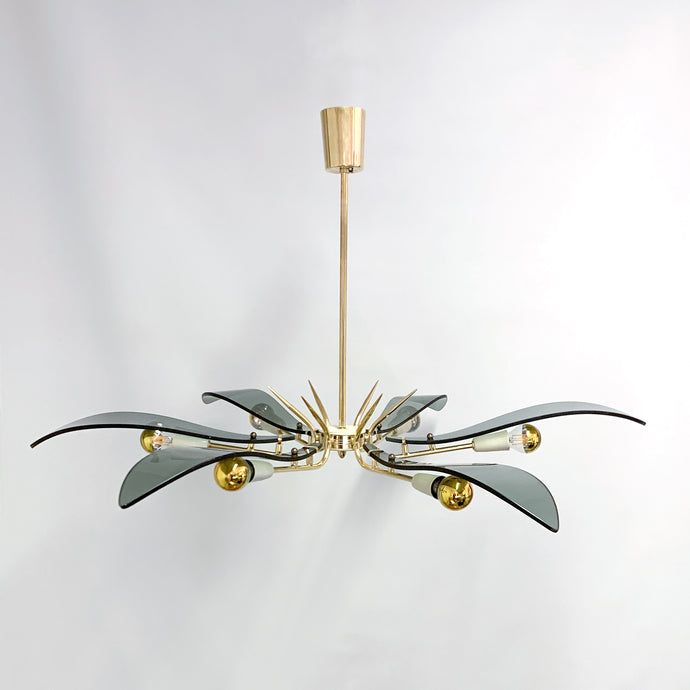 Large “Dahlia” Chandelier attributed to Fontana Arte, Italy, 1950