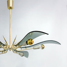 Load image into Gallery viewer, Large “Dahlia” Chandelier attributed to Fontana Arte, Italy, 1950