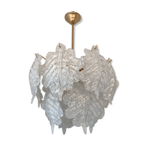 Chandelier in Murano glass leaves