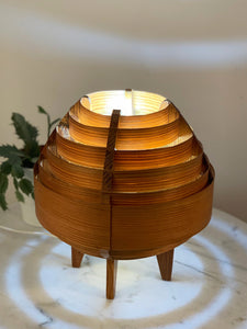 Vintage Scandinavian lamp in wood strips