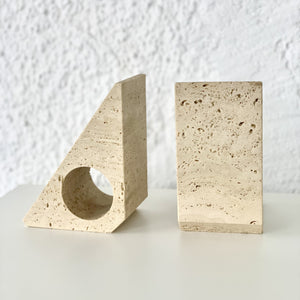 Pair of travertine bookends
