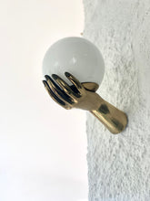 Load image into Gallery viewer, Pair of brass &quot;hands&quot; sconces, Arlus 1960