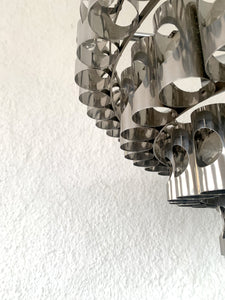 Chromed metal tube chandelier, 1960s