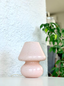 Pink mushroom lamp and encrusted metallic sequins, 1970