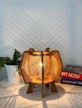 Load image into Gallery viewer, Scandinavian wooden lamp and threads from the 60&#39;s