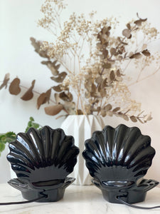 Vintage shell lamp black ceramic 