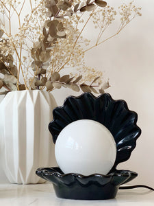 Lampe coquillage vintage en céramique noire