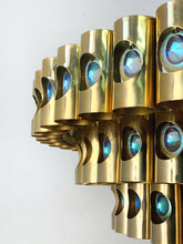 Load image into Gallery viewer, Chandelier in brass tubes from the 60&#39;s