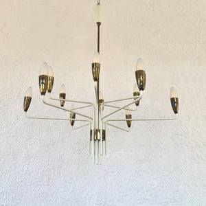 12 arms chandelier attributed to Stilnovo, 1950
