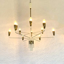 Load image into Gallery viewer, 12 arms chandelier attributed to Stilnovo, 1950
