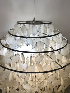60's chandelier in mother-of-pearl tassels in the style of Verner Panton