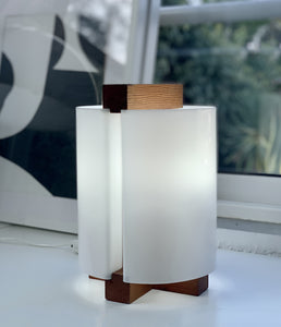Vintage lamp in wood and plexiglas by Mauricio Cuesta